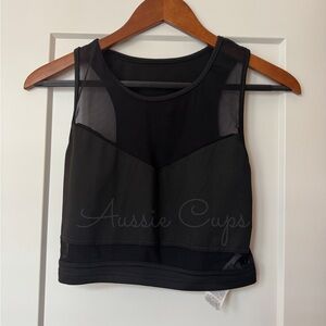 Black Mesh Crop Top in Size Medium Petite, for Larger Chested Women, New No tag